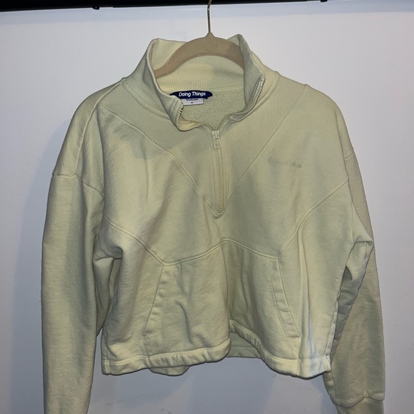 Outdoor Voices Cotton Terry 1/2 Zip Sweatshirt, M, light yellow - Picture 2 of 6